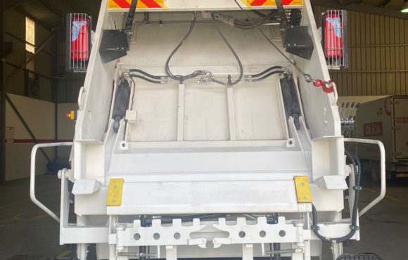 EFE refuse collection compactors mounted on MAN chassis equipped with 4m3 container lifting winch delivered to a foreign company operating in Jordan.