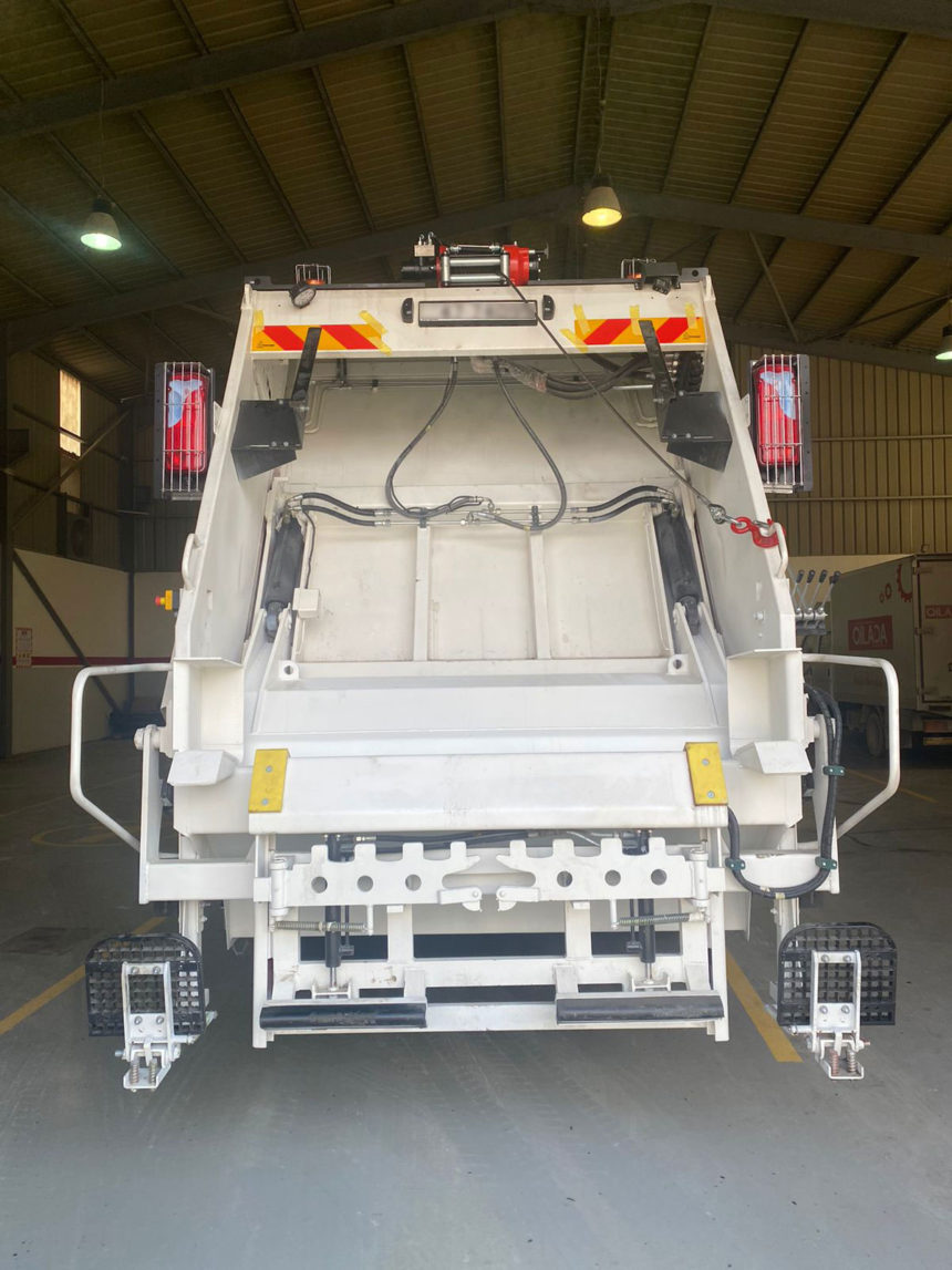 EFE refuse collection compactors mounted on MAN chassis equipped with 4m3 container lifting winch delivered to a foreign company operating in Jordan.