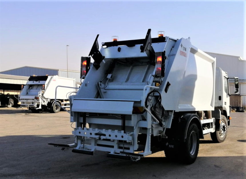 EFE refuse collection compactors mounted on Mercedes-Benz chassis delivered to a foreign company operating in Jordan