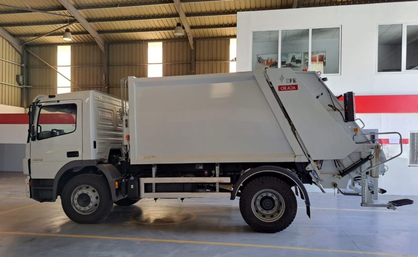 EFE refuse collection compactor mounted on Mercedes-Benz chassis delivered to Mu’ta & Mazar Municipality.