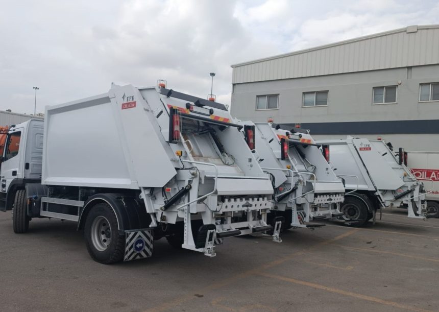 EFE refuse collection compactors mounted on Mercedes-Benz chassis delivered to Al-Jeezah Municipality.