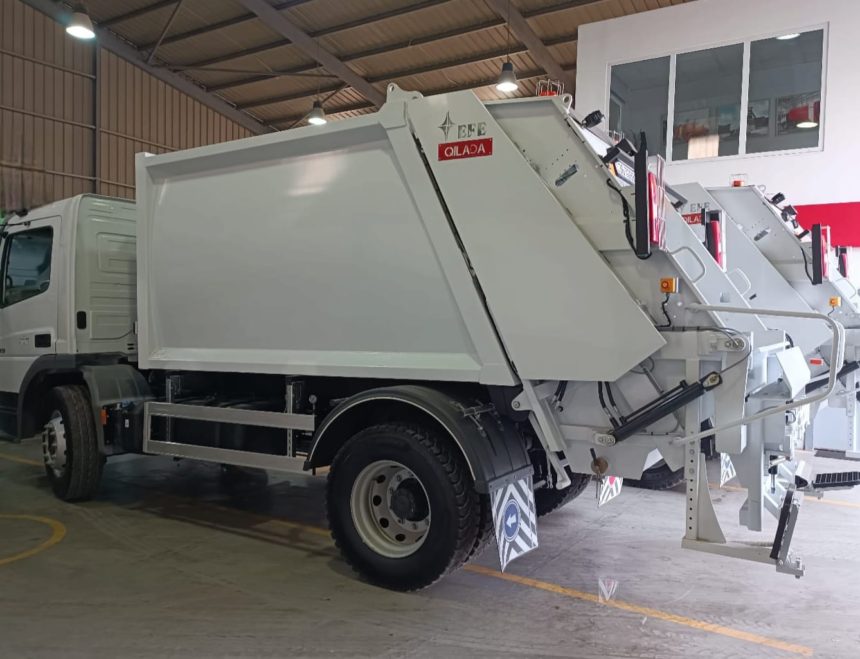 EFE refuse collection compactor mounted on Mercedes-Benz chassis delivered to Barqash Municipality.