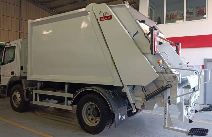 EFE refuse collection compactor mounted on Mercedes-Benz chassis delivered to Mansheyet Bani Hassan Municipality.