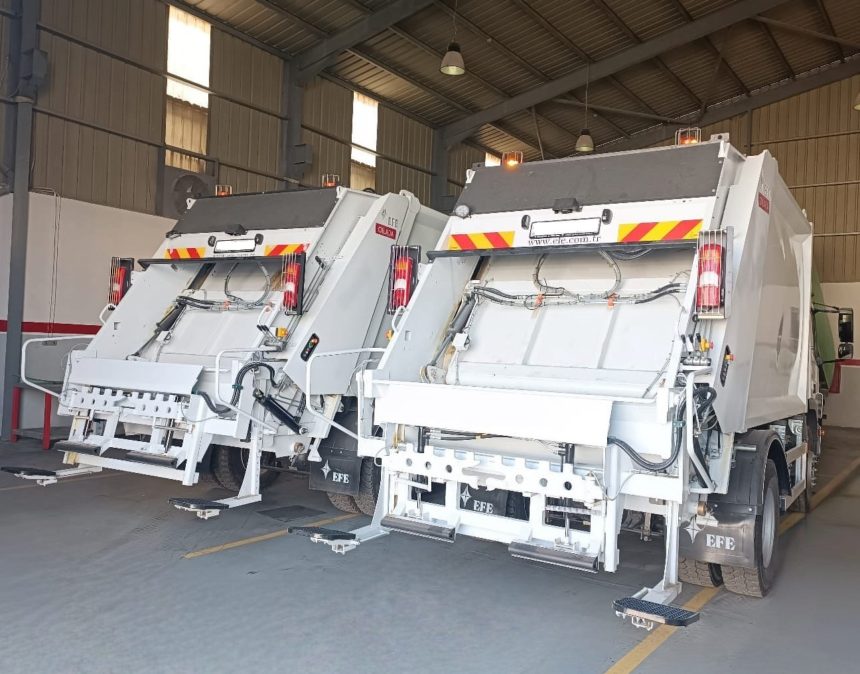 EFE refuse collection compactors mounted on Mercedes-Benz chassis delivered to Greater Al-Karak Municipality.