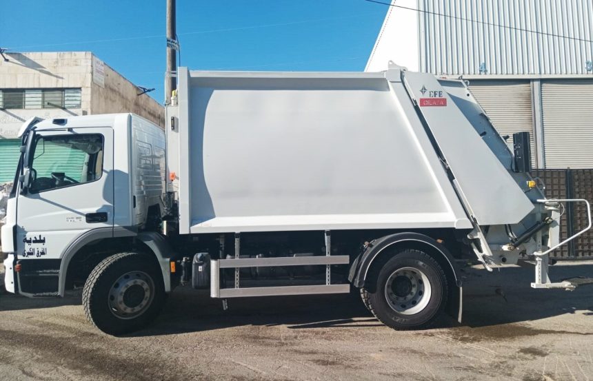 EFE refuse collection compactor mounted on Mercedes-Benz chassis delivered to Greater Mafraq Municipality.